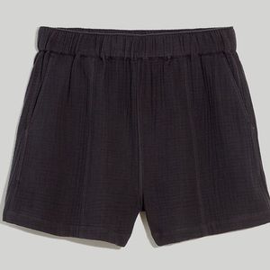 Madewell Lightspun Easy Pull-On Shorts in Black Coal